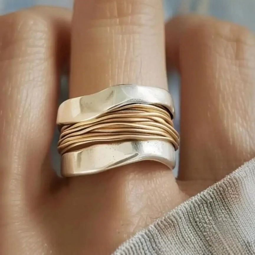 Two-Tone Wide Band Ring