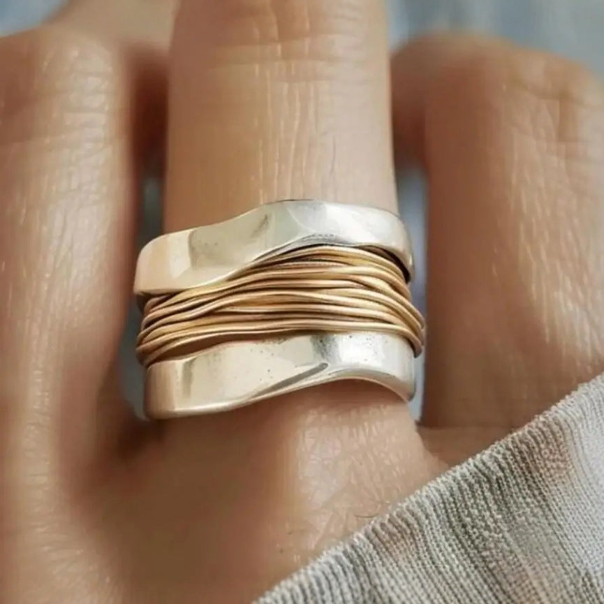 Two-Tone Wide Band Ring