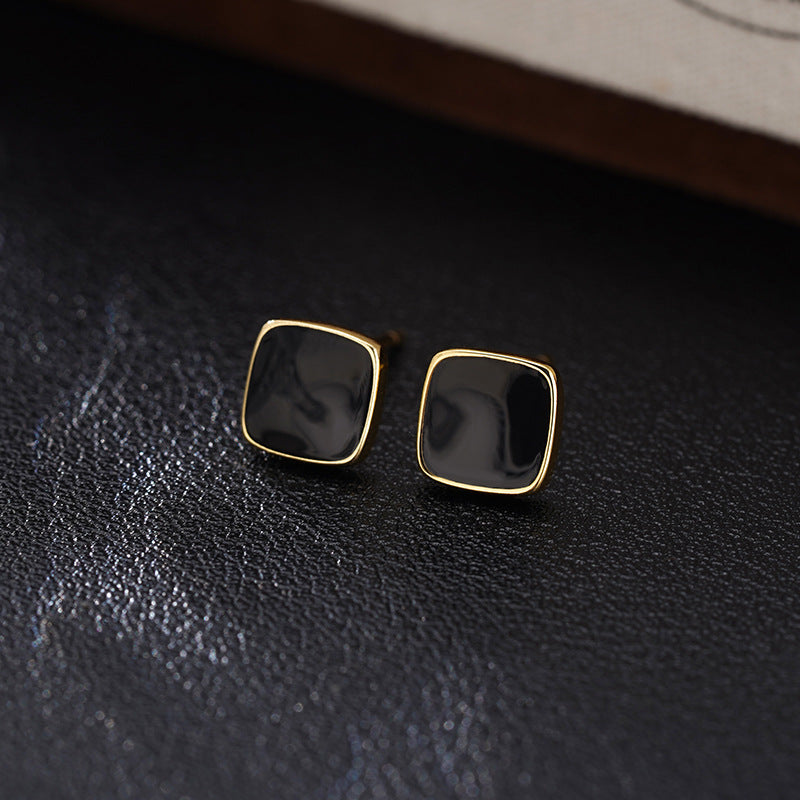 Black Square Drop Earrings