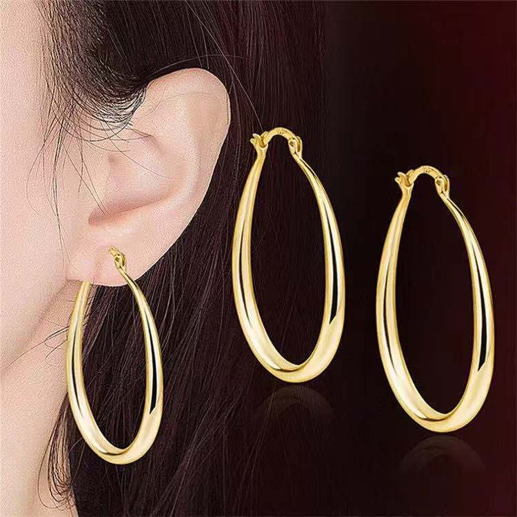 Oval Sculpted Hoop Earrings