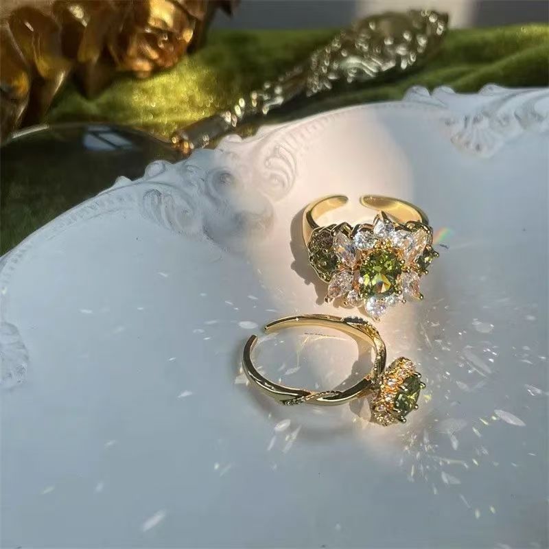 Olive Zircon Open Ring