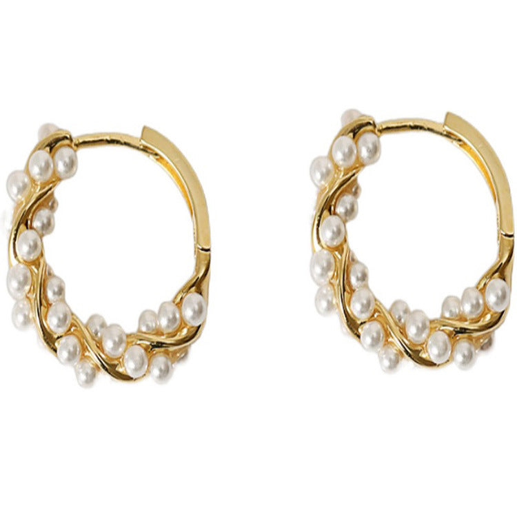 Irregular Pearl Hoop Earrings