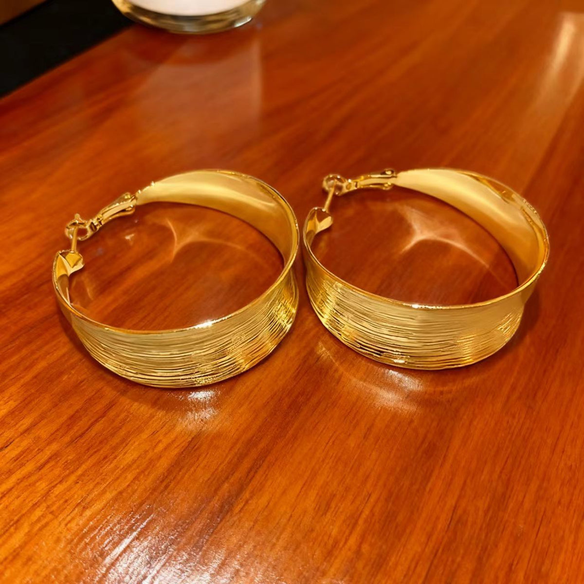 Brushed Crescent Hoop Earrings