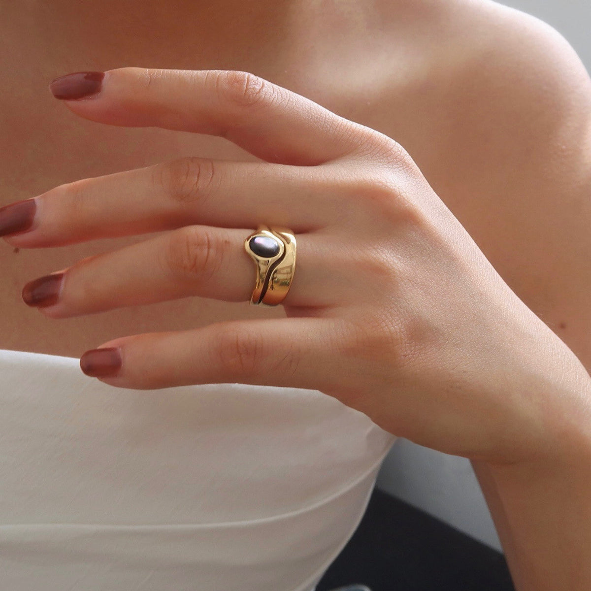 Mother-of-Pearl Signet Ring