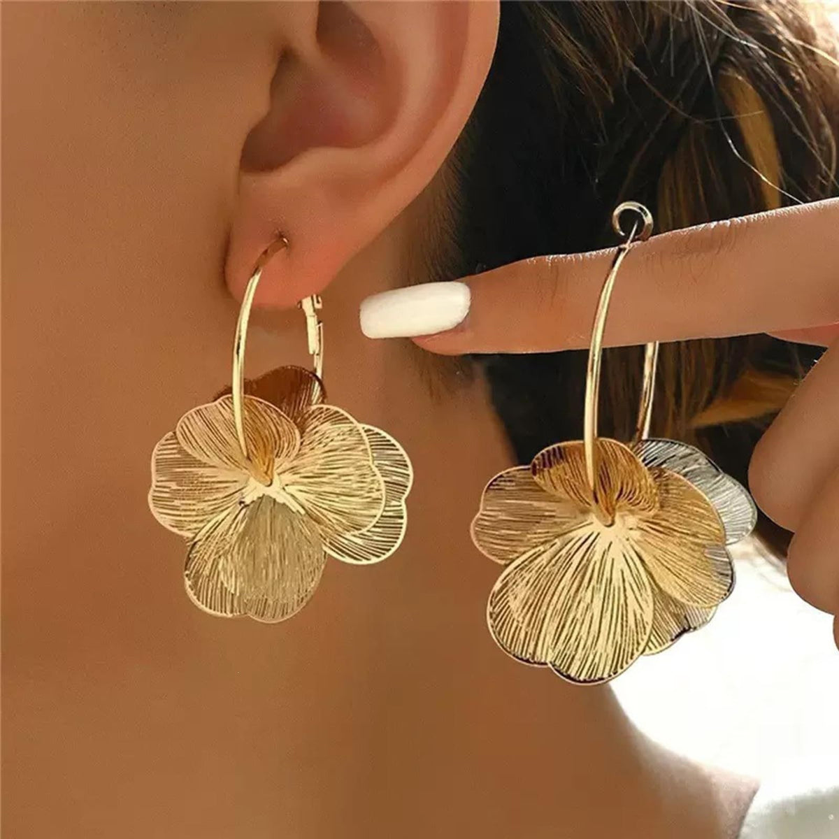 Petal Drop Hoop Earrings