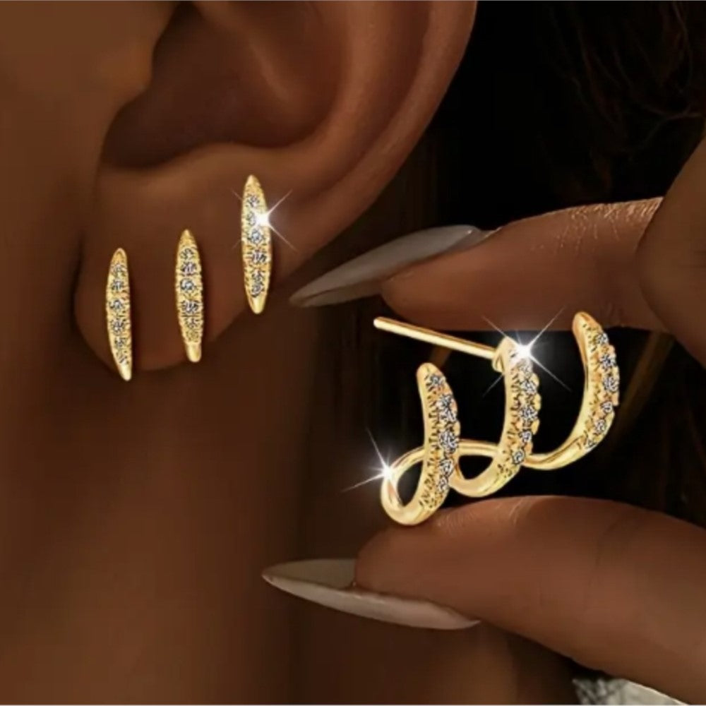 Zircon Prong Hoop Earrings