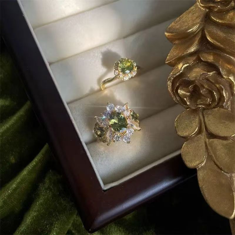 Olive Zircon Open Ring