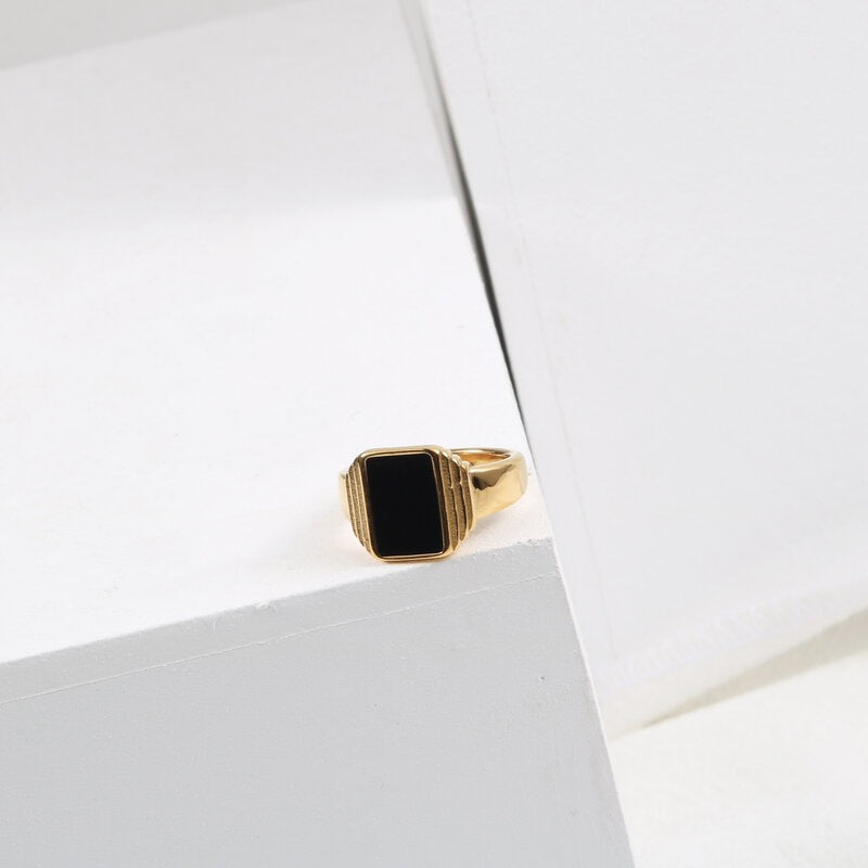 Onyx Square Signet Ring