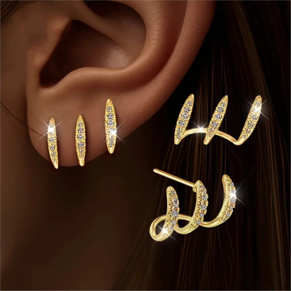 Zircon Prong Hoop Earrings
