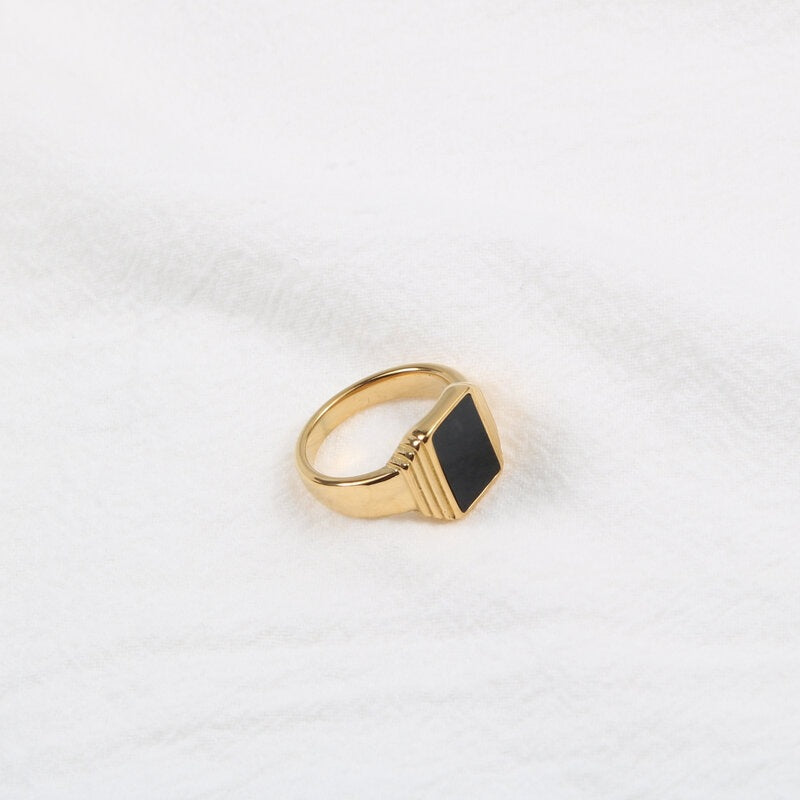 Onyx Square Signet Ring