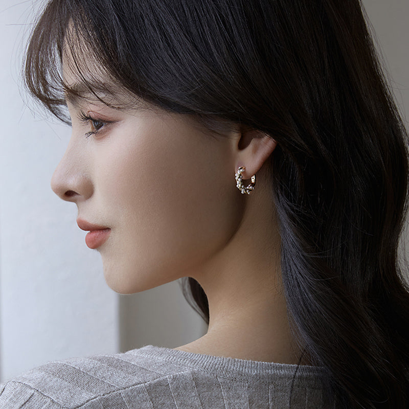 Irregular Pearl Hoop Earrings