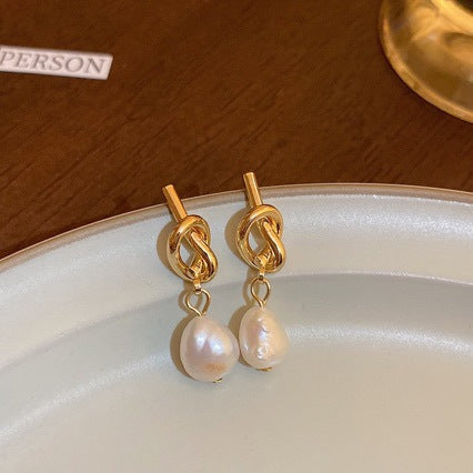 Baroque Pearl Knot Earrings