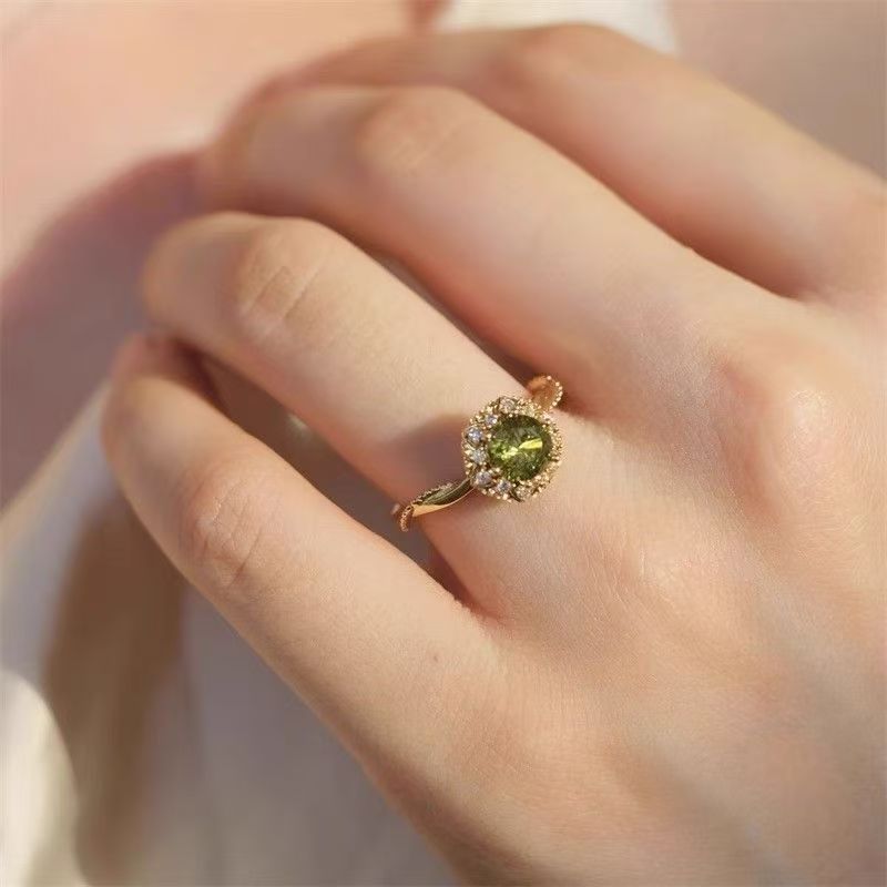 Olive Zircon Open Ring