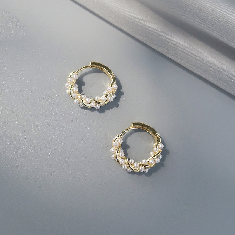 Irregular Pearl Hoop Earrings