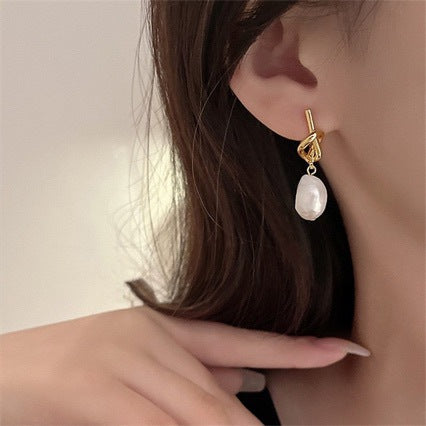 Baroque Pearl Knot Earrings