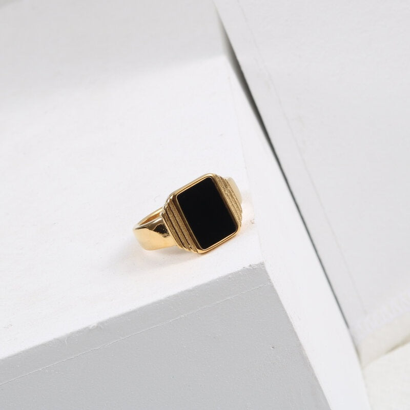 Onyx Square Signet Ring