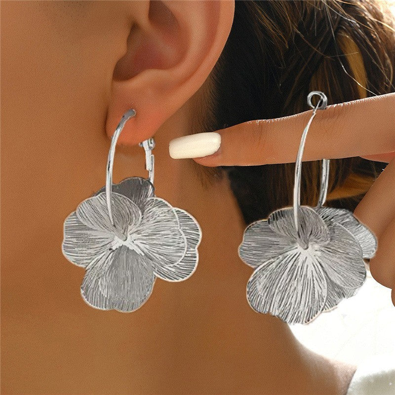 Petal Drop Hoop Earrings