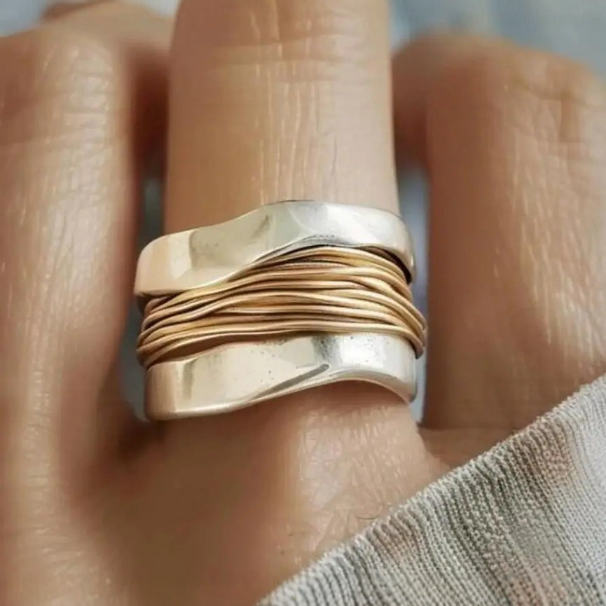 Two-Tone Wide Band Ring