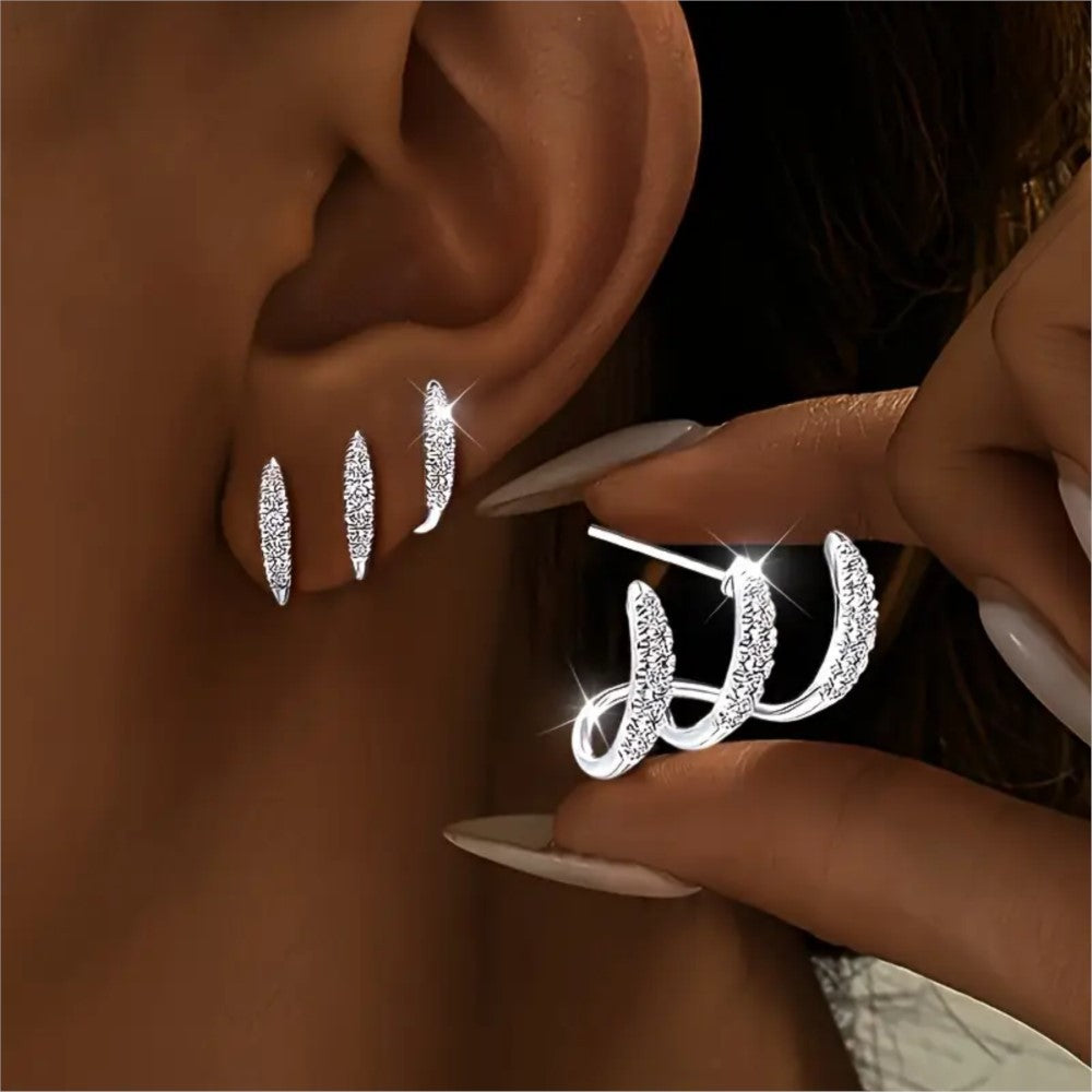 Zircon Prong Hoop Earrings